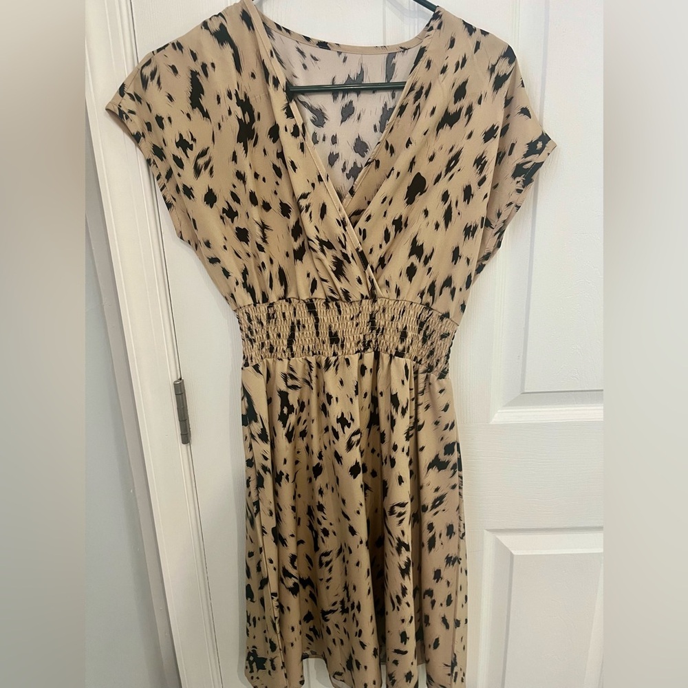 Leopard Print V-Neck Dress